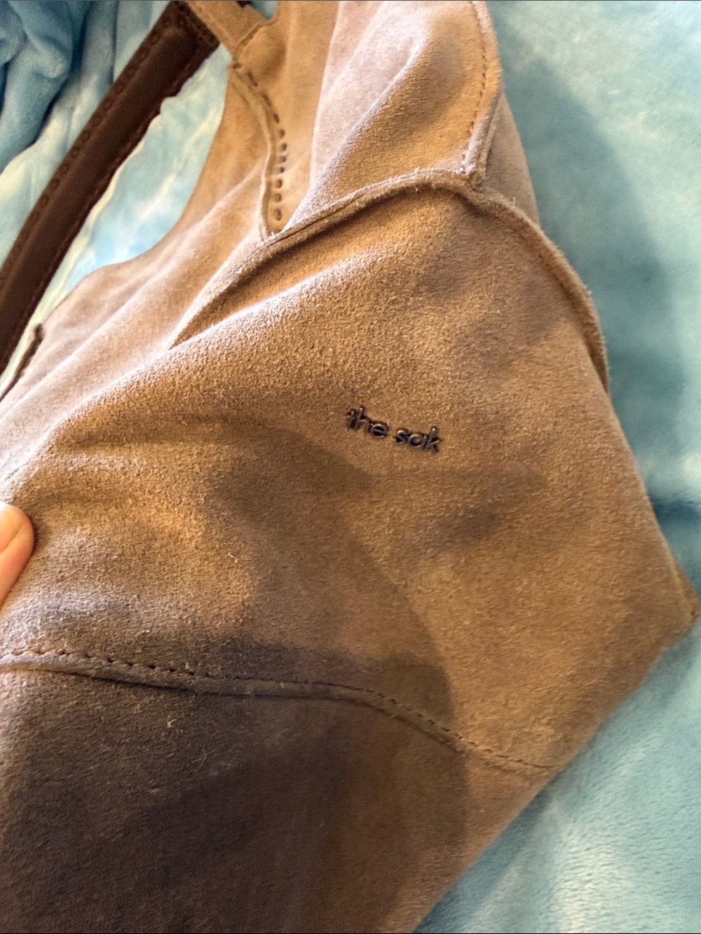 The Sak Los Feliz Slouchy Large Hobo Tote Bag in Mushroom Taupe Suede Leather - Picture 5 of 16